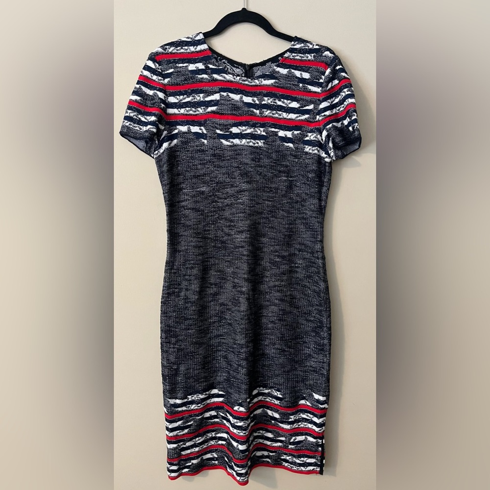 St. John Navy Knitted Wool Blend Dress Size 10